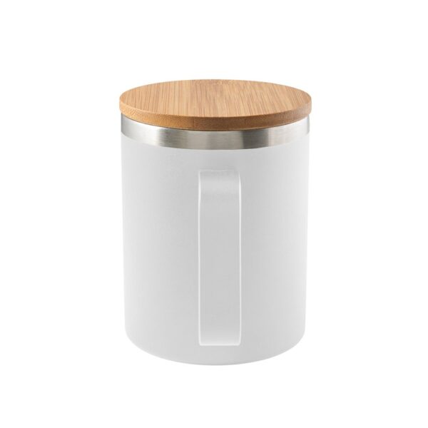 LAUDA. Mug in 90% recycled stainless steel with bamboo lid 420 mL