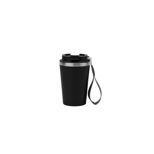 SPITZ. Stainless steel travel mug (90% recycled) with PP outer wall and matte finish 440 mL