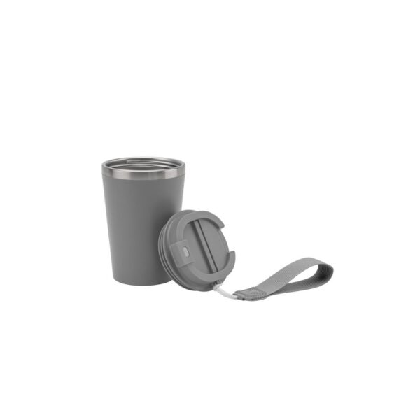 SPITZ. Stainless steel travel mug (90% recycled) with PP outer wall and matte finish 440 mL