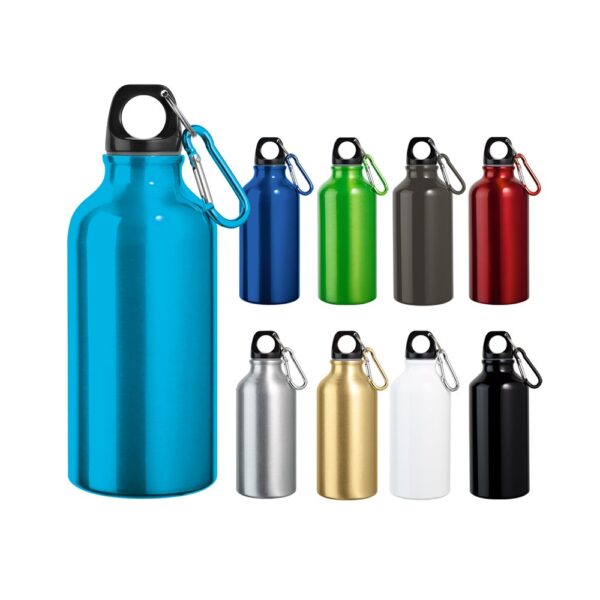 LANDSCAPE S. Aluminium sports bottle with carabiner 400 mL