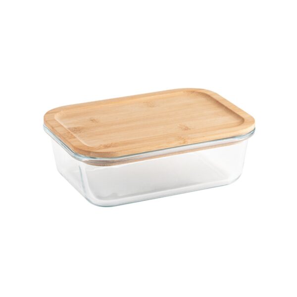 PORTOBELLO. Lunch Box. Hermetic box in borosilicate glass and bamboo lid 1000 mL