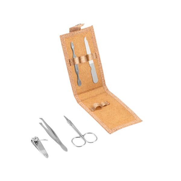 ZENA. Stainless steel manicure set in cork pouch