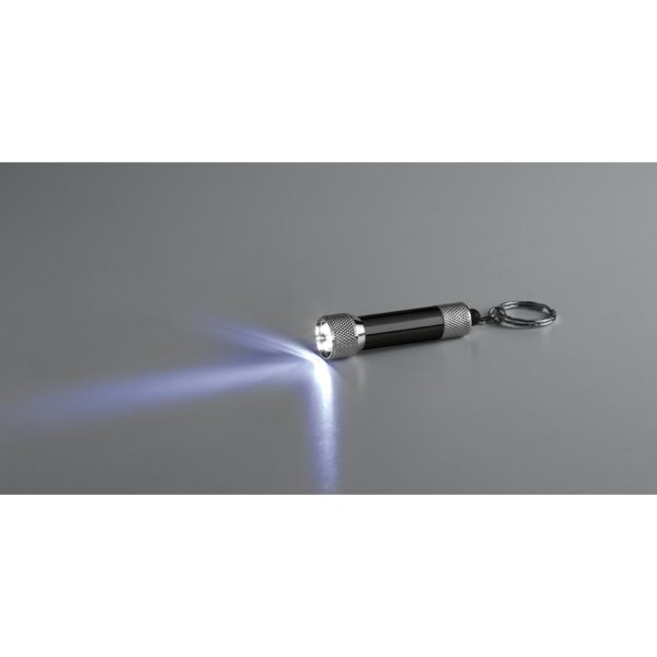 RE-LERGAN. Aluminium keyring (92% recycled) with 3-light LED torch