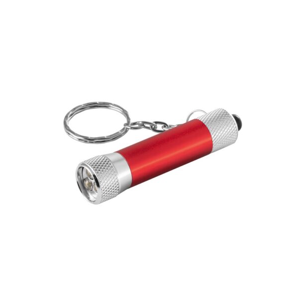 RE-LERGAN. Aluminium keyring (92% recycled) with 3-light LED torch