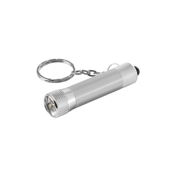 RE-LERGAN. Aluminium keyring (92% recycled) with 3-light LED torch