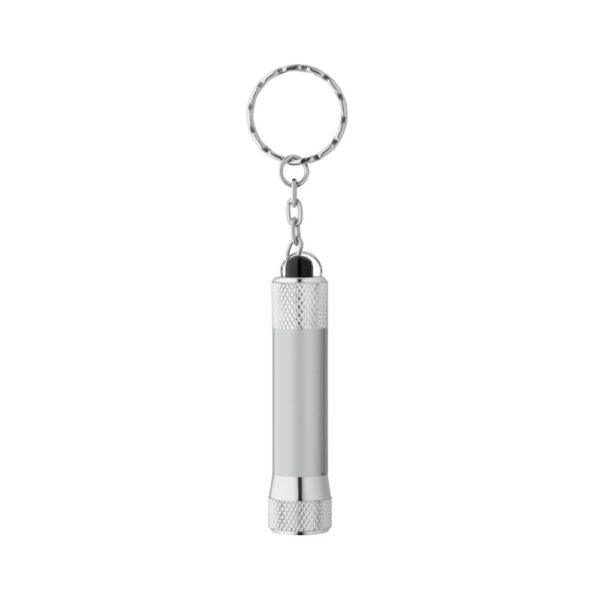 RE-LERGAN. Aluminium keyring (92% recycled) with 3-light LED torch