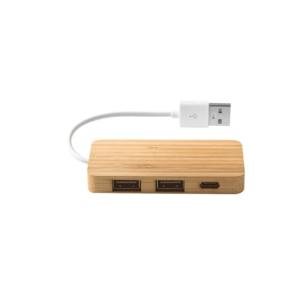 MOSER. HUB with 2 USB-A and 1 USB-C ports in bamboo