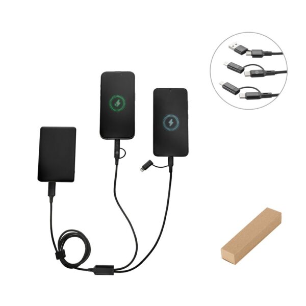 97146_set BERTOZZI. Super-fast 6-in-1 USB cable made from recycled aluminum (20%) and recycled PET (4%)