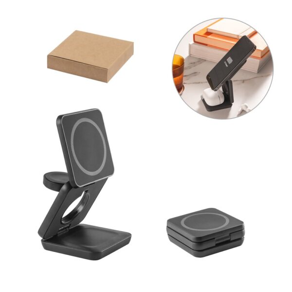 BROGLIE. Super fast 15W 4-in-1 magnetic wireless charger in recycled ABS (100% rABS)