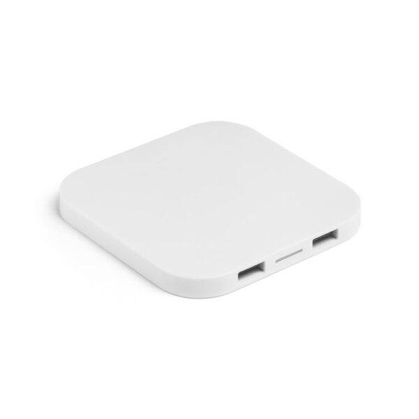 CAROLINE. Superfast 15W wireless charger with HUB 2 USB-A ports in recycled ABS (60% rABS)