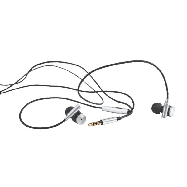 VIBRATION. Metal and ABS earphones with microphone