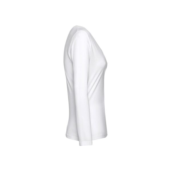 THC BUCHAREST WOMEN WH II. Long-sleeved scoop neck fitted T-shirt for women. 100% carded cotton. White
