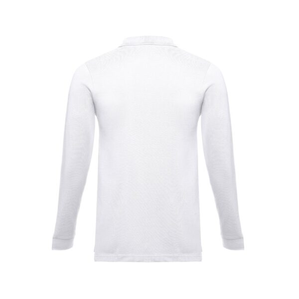 THC BERN WH II. Men's long-sleeved 100% cotton piqué polo shirt with removable label
