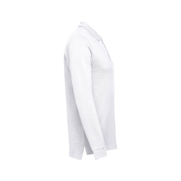 THC BERN WH II. Men's long-sleeved 100% cotton piqué polo shirt with removable label