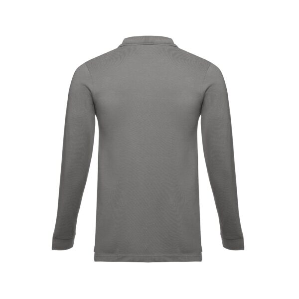 THC BERN II. Men's long-sleeved 100% cotton piqué polo shirt with removable label