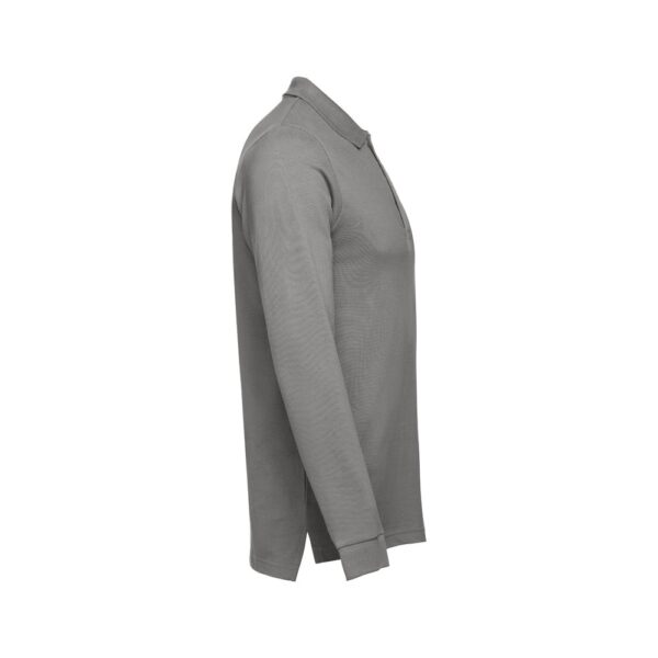 THC BERN II. Men's long-sleeved 100% cotton piqué polo shirt with removable label