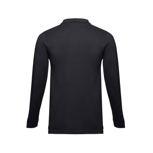 THC BERN II. Men's long-sleeved 100% cotton piqué polo shirt with removable label