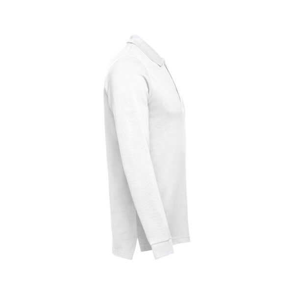 THC BERN WH. Men's long-sleeved 100% cotton piqué polo shirt with removable label