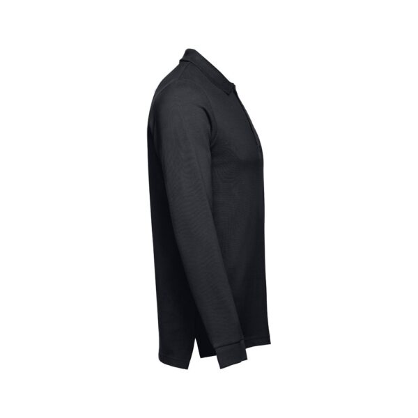 THC BERN. Men's long-sleeved 100% cotton piqué polo shirt with removable label