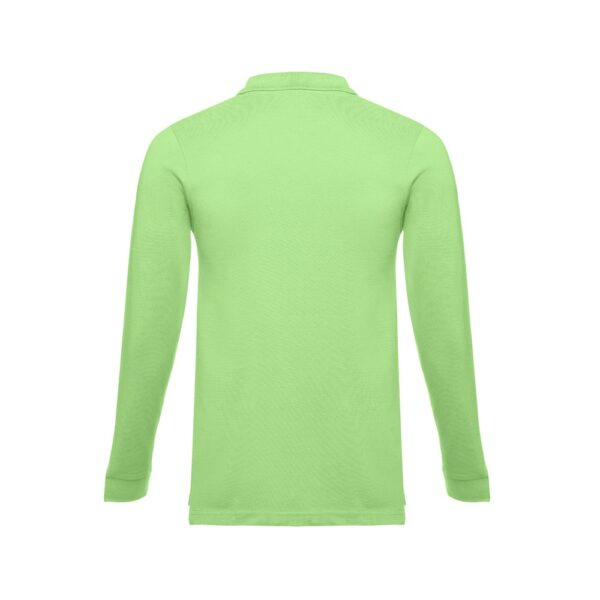 THC BERN. Men's long-sleeved 100% cotton piqué polo shirt with removable label