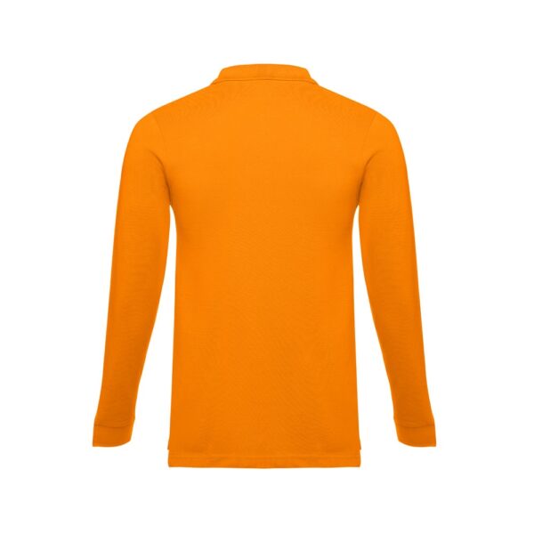 THC BERN. Men's long-sleeved 100% cotton piqué polo shirt with removable label