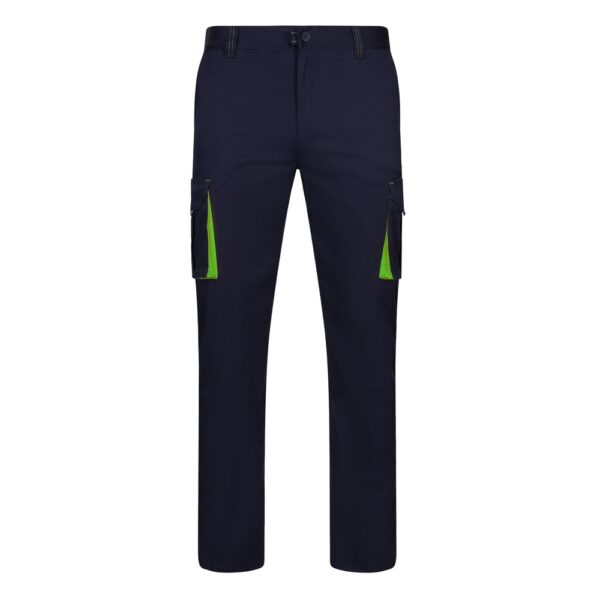36031_234 VL FIDES. Two-tone, multi-pocket stretch trousers (240g/m²), in cotton (46%), EME (38%) and polyester (16%)