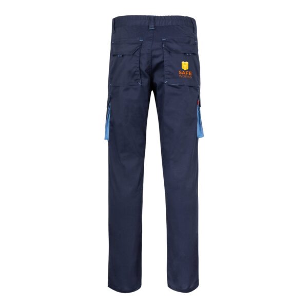 36031_244-b-logo VL FIDES. Two-tone, multi-pocket stretch trousers (240g/m²), in cotton (46%), EME (38%) and polyester (16%)