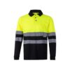 VL VULCAN. Two-tone bird-eye polo shirt (160g/m²) with long sleeves, in polyester (100%)