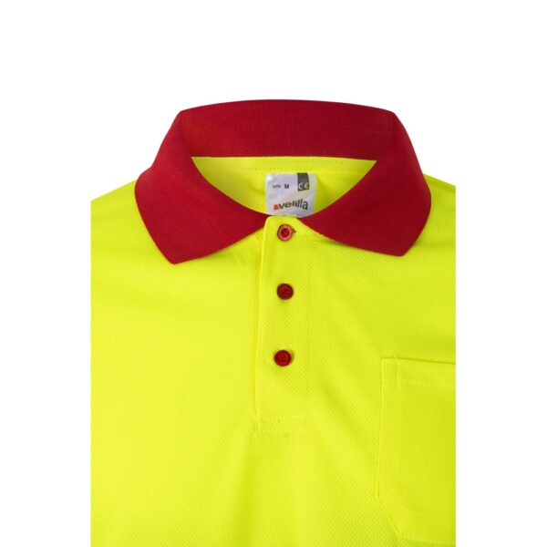 36067_205-e VL VULCAN. Two-tone bird-eye polo shirt (160g/m²) with long sleeves, in polyester (100%)