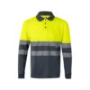 VL VULCAN. Two-tone bird-eye polo shirt (160g/m²) with long sleeves, in polyester (100%)