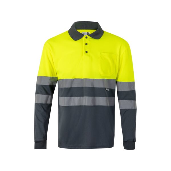 36067_207 VL VULCAN. Two-tone bird-eye polo shirt (160g/m²) with long sleeves, in polyester (100%)