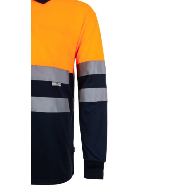 36067_214-f VL VULCAN. Two-tone bird-eye polo shirt (160g/m²) with long sleeves, in polyester (100%)
