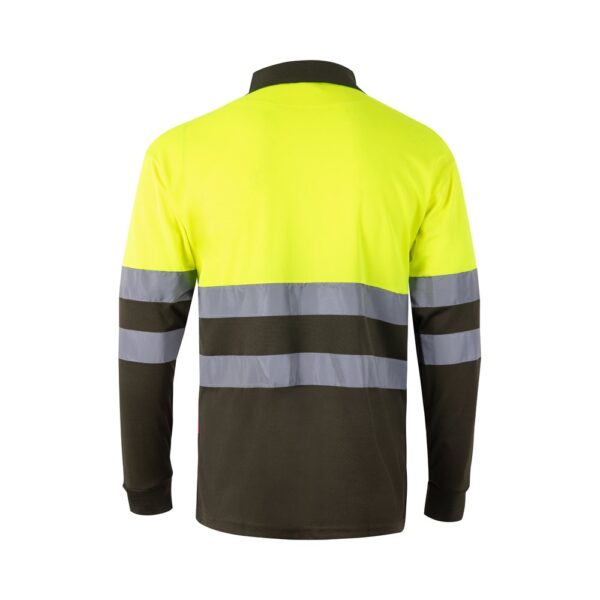 36067_219-b VL VULCAN. Two-tone bird-eye polo shirt (160g/m²) with long sleeves, in polyester (100%)