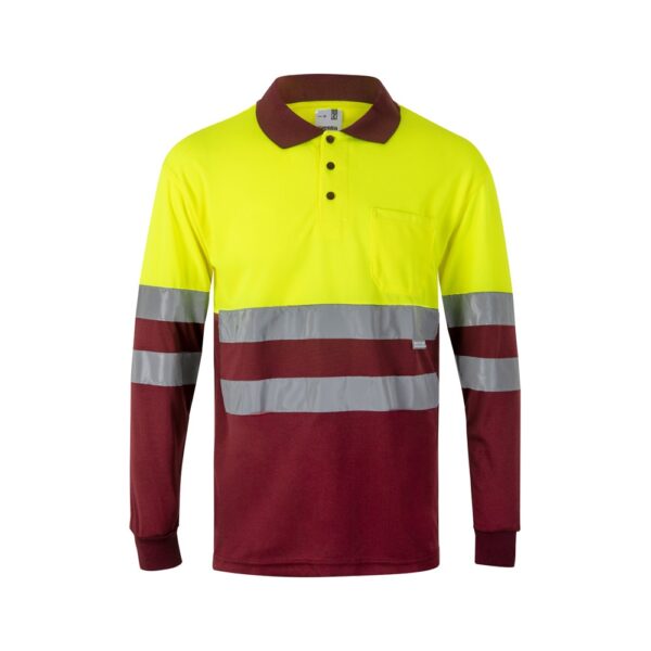36067_225 VL VULCAN. Two-tone bird-eye polo shirt (160g/m²) with long sleeves, in polyester (100%)