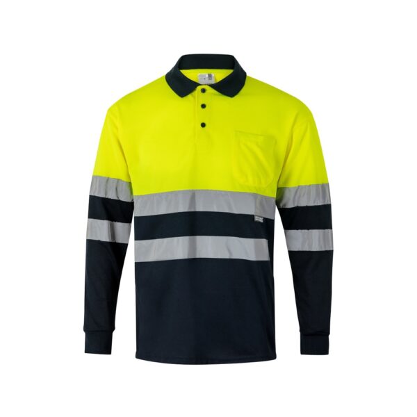 36069_204 VL VULCAN LARGE. Two-tone bird-eye polo shirt (160g/m²) with long sleeves, in polyester (100%)