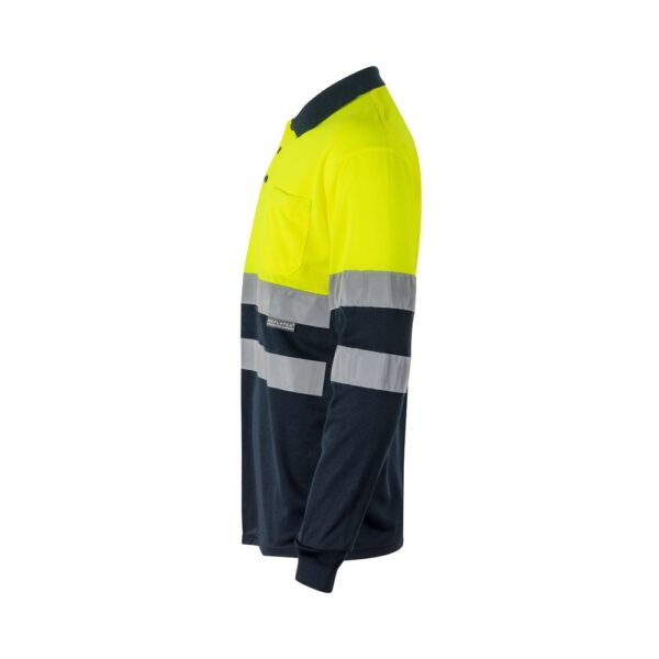 36069_204-c VL VULCAN LARGE. Two-tone bird-eye polo shirt (160g/m²) with long sleeves, in polyester (100%)