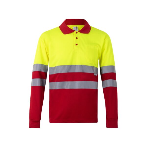 36069_205 VL VULCAN LARGE. Two-tone bird-eye polo shirt (160g/m²) with long sleeves, in polyester (100%)