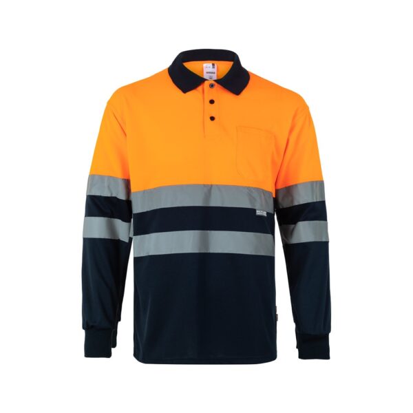 36069_214 VL VULCAN LARGE. Two-tone bird-eye polo shirt (160g/m²) with long sleeves, in polyester (100%)