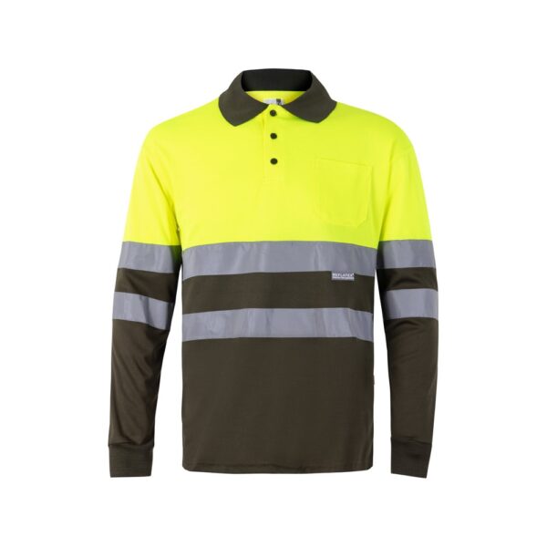 36069_219 VL VULCAN LARGE. Two-tone bird-eye polo shirt (160g/m²) with long sleeves, in polyester (100%)