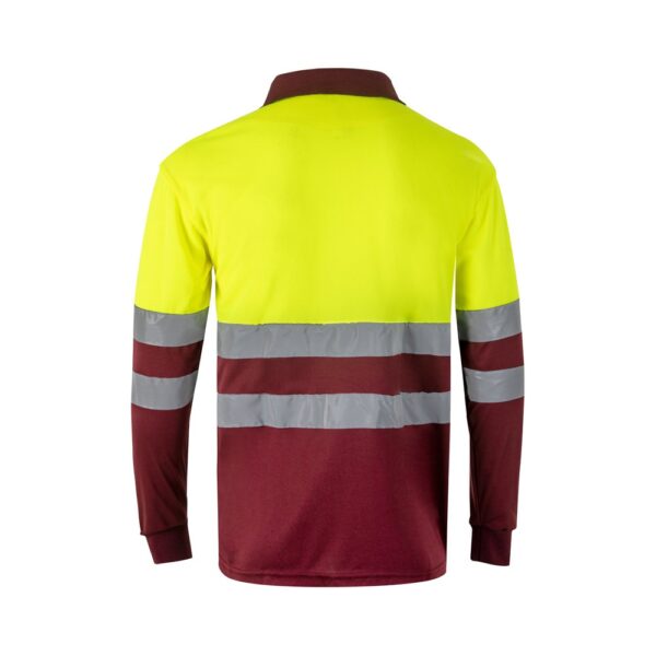 36069_225-b VL VULCAN LARGE. Two-tone bird-eye polo shirt (160g/m²) with long sleeves, in polyester (100%)