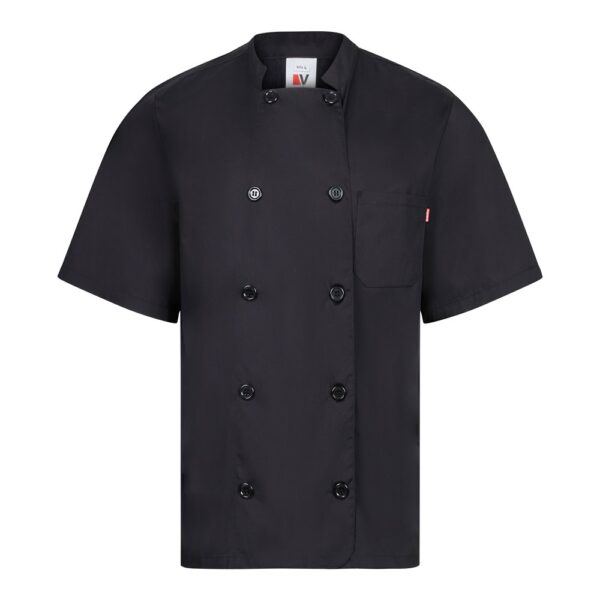 36122_103 VL DURGA. Short-sleeved poplin (110g/m²) kitchen jacket in cotton (35%) and polyester (65%)