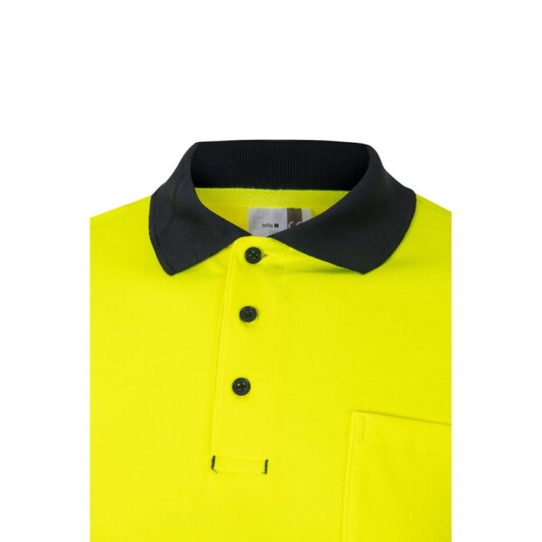 VL PLUTO. Two-tone piqué polo shirt (150g/m²) with long sleeves, in cotton (55%) and polyester (45%)