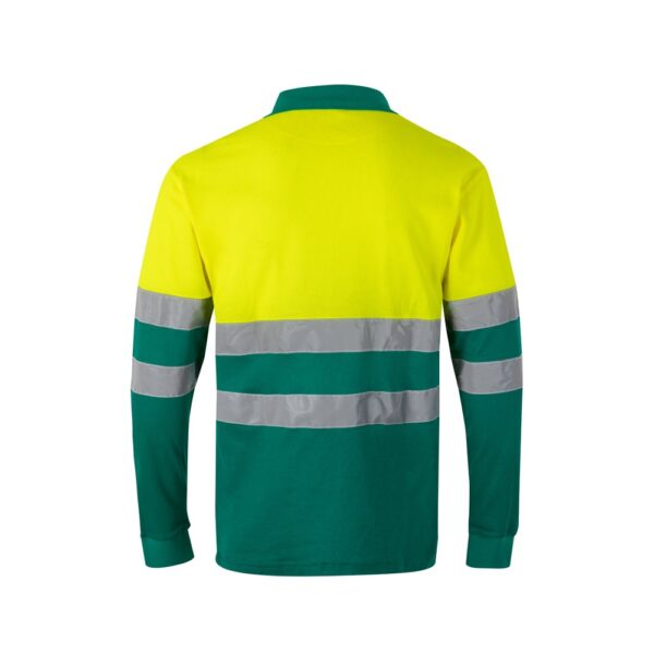 VL PLUTO. Two-tone piqué polo shirt (150g/m²) with long sleeves, in cotton (55%) and polyester (45%)