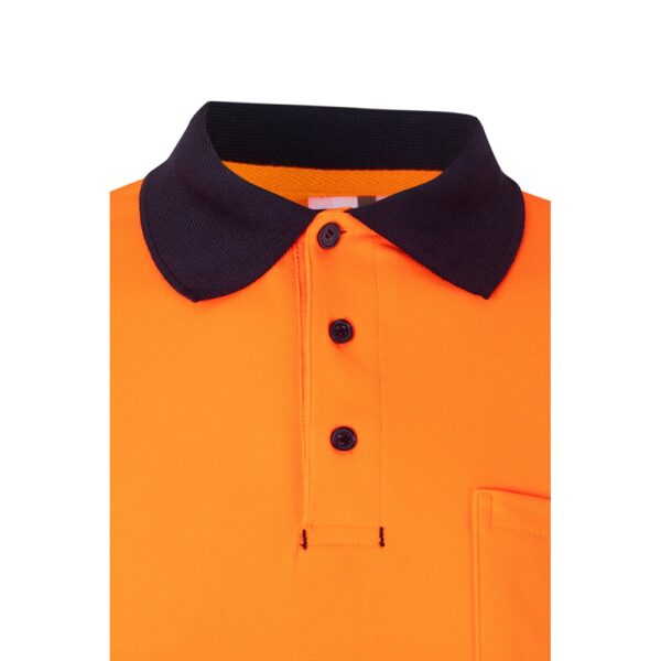 36139_214-f VL PLUTO. Two-tone piqué polo shirt (150g/m²) with long sleeves, in cotton (55%) and polyester (45%)