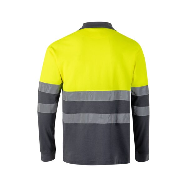 VL PLUTO LARGE. Two-tone piqué polo shirt (150g/m²) with long sleeves, in cotton (55%) and polyester (45%)