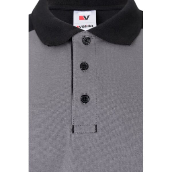 36148_113-f VL VELES. Two-tone stretch piqué polo shirt (200g/m²) with short sleeves, in polyester (96%) and elastane (4%)