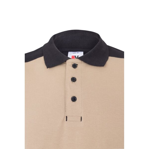 36148_131-f VL VELES. Two-tone stretch piqué polo shirt (200g/m²) with short sleeves, in polyester (96%) and elastane (4%)