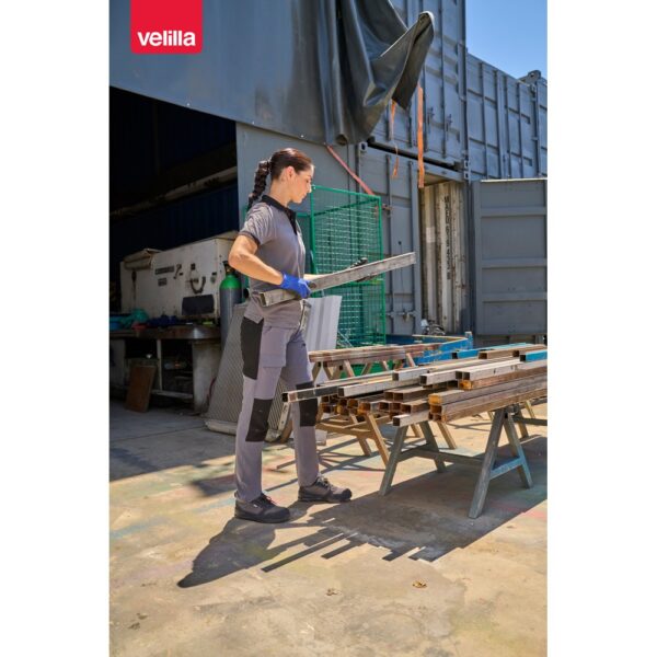 36148_amb VL VELES. Two-tone stretch piqué polo shirt (200g/m²) with short sleeves, in polyester (96%) and elastane (4%)