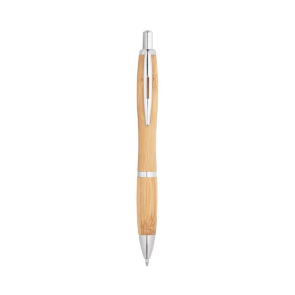 NICOLE. Bamboo ball pen with clip and metal trim