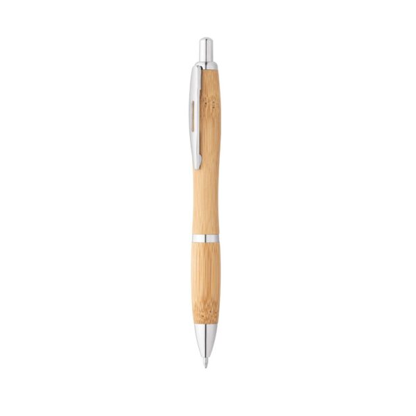 NICOLE. Bamboo ball pen with clip and metal trim